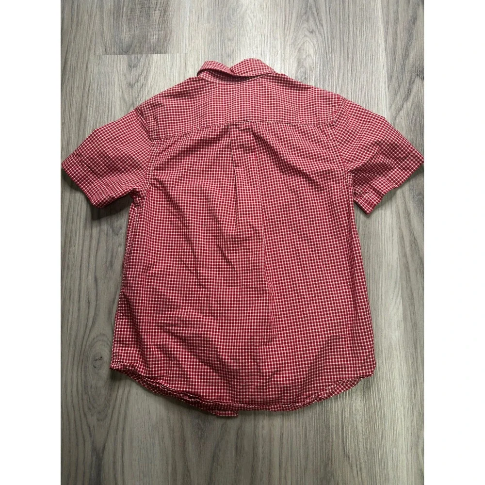 Kids Ralph Lauren‎ Gingham Button Down Shirt Red White Size 8 Short Sleeve